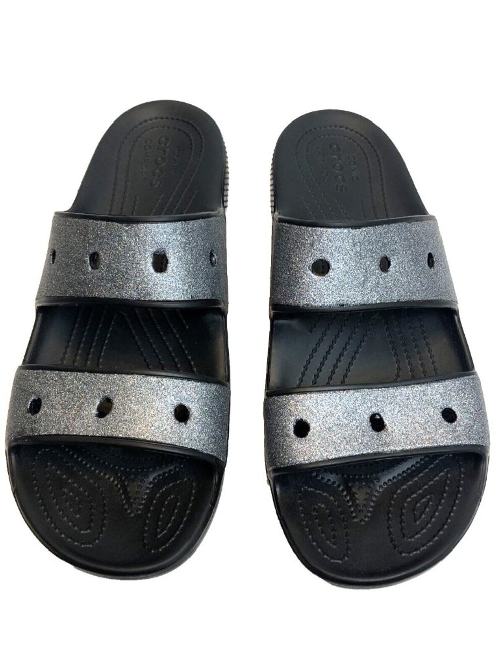 Crocs Classic Glitter/Black Slides Sandals Men's Size 13 Slip-on